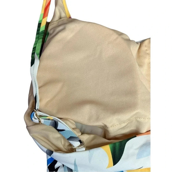 PALMS AWAY FLORAL HIBISCUS ONE PIECE SWIMSUIT TIE BELT WOMEN SIZE EXTRA SMALL - Picture 5 of 9